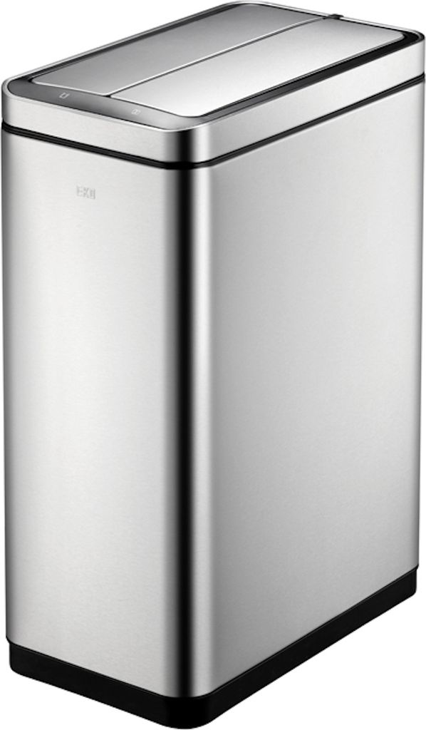 Stilvoller Sensor Abfalleimer aus gebürstetem Edelstahl | 20+20 Liter, HxBxT 66x27x46cm | Silber