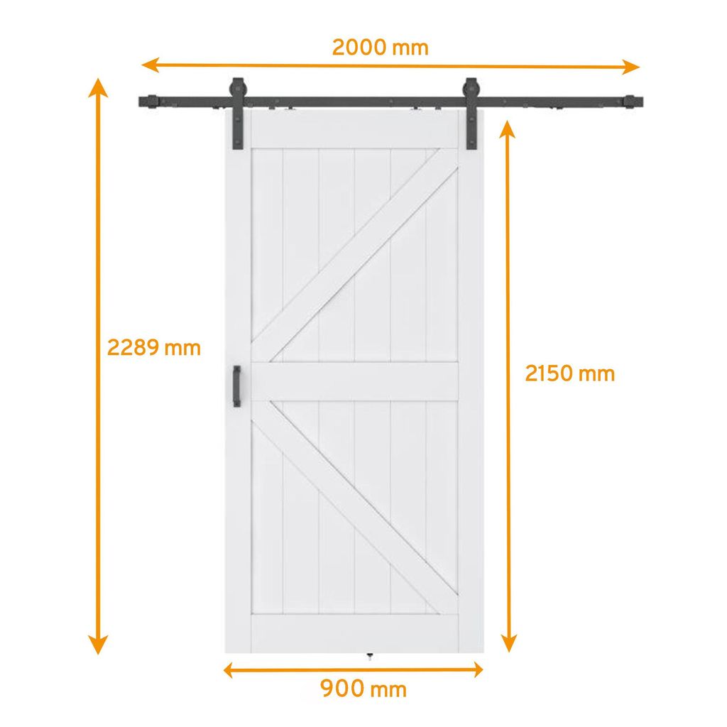 inova Holzschiebetür 900 x 2150 mm, Scheunentor Weiß, Produktbild 