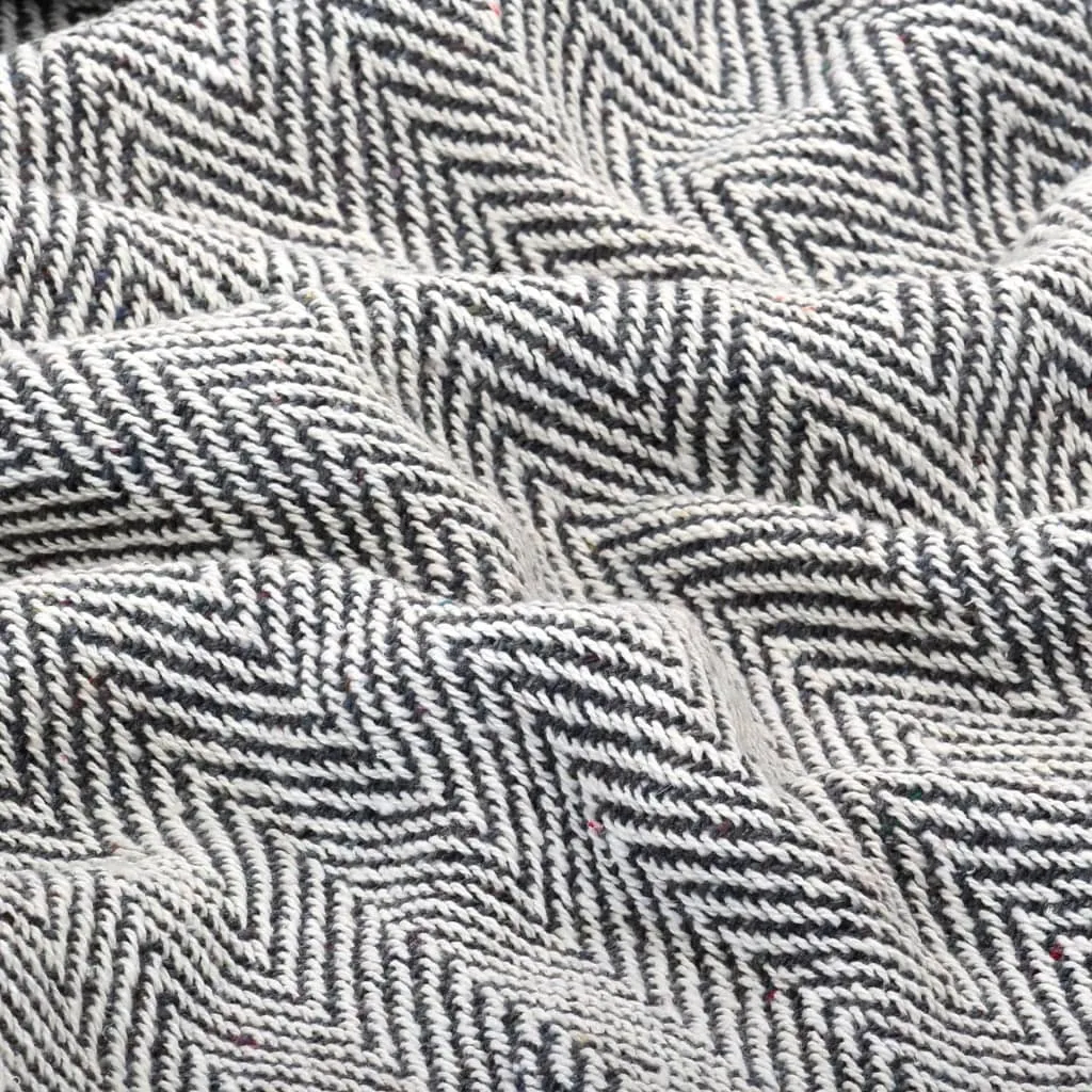 Jeté de lit en coton bleu marine 220x250 cm au tissage chevrons chic