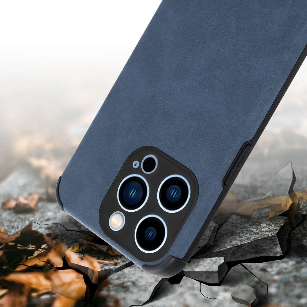 Custodia Cadorabo iPhone 13 Pro in TPU e Finto Camoscio Blu Reale - 3