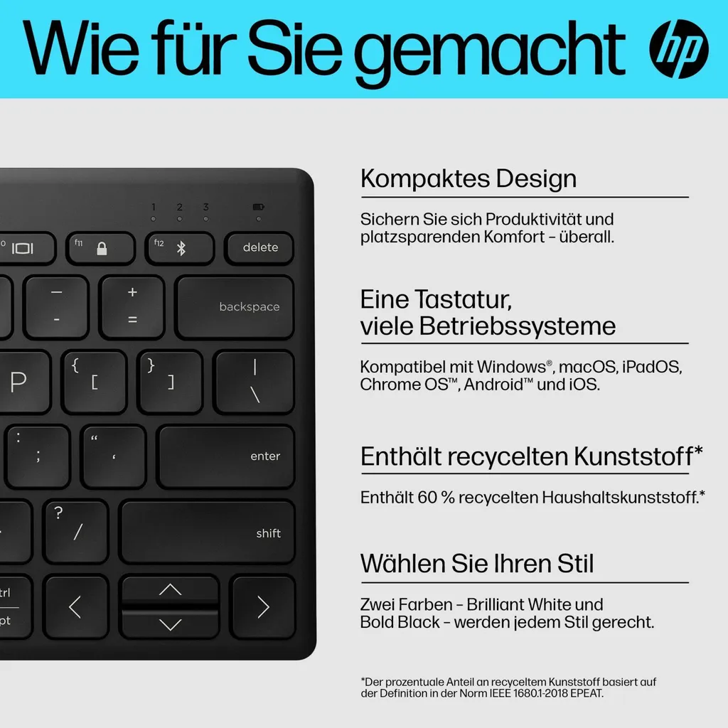 Clavier Bluetooth HP 350 Compact Noir idéal pour Télétravail et Voyages - 13