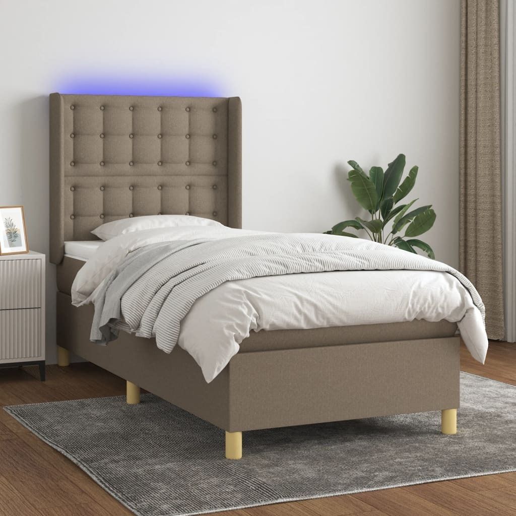 Maison Exclusive - Boxspringbett mit Matratze & LED Taupe 90x200 cm Stoff