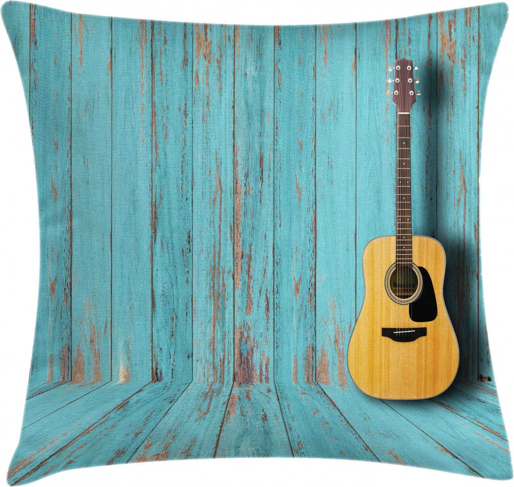 ABAKUHAUS rustikales Holz Kissenbezug, Gitarre und Weinlese-Wand, mit Reißverschluss Waschbar Beidseitiger Digitaldruck Klare Farben Hochwertige S...