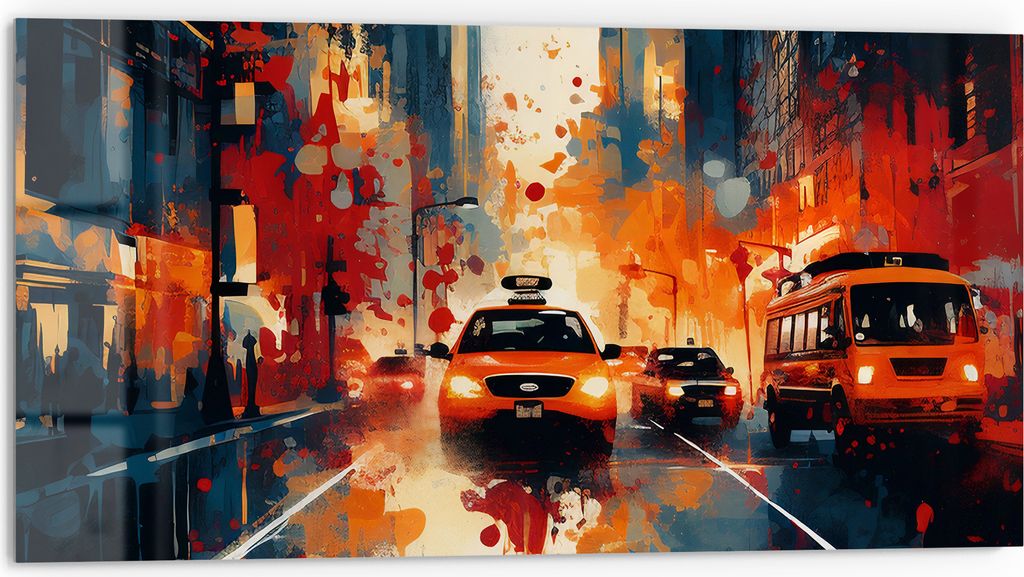 DEQORI Küchenrückwand Glas 80x40 cm 'Metropolenrausch' Spritzschutz Bad Rückwand Küche