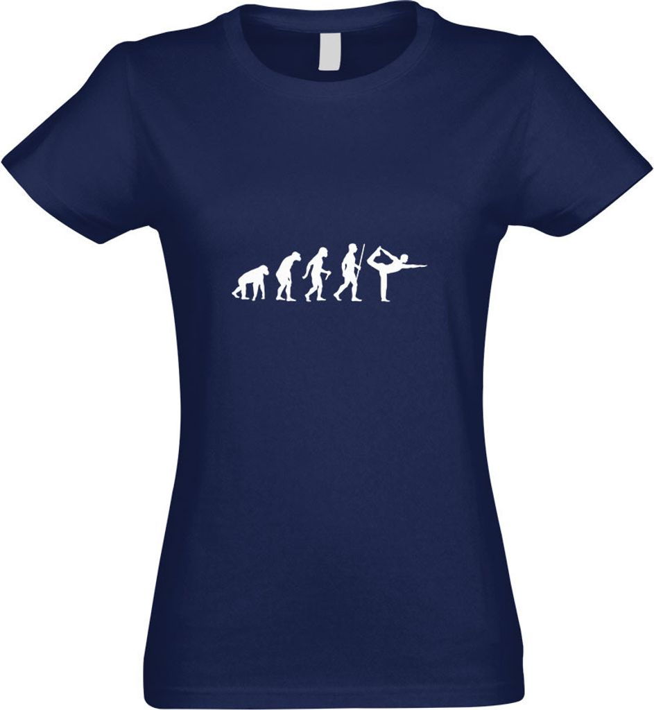 Kiwistar - T-Shirt tailliert - Damen - Navy - Yoga Gymnastik Evolution III - mit Motiv Bedruckt - Funshirt Design - Sport - Freizeit - Damen - XXL