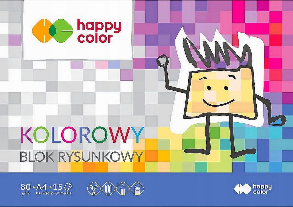 HAPPY COLOR A4 Farbzeichenblock, 15 Blatt, 80g