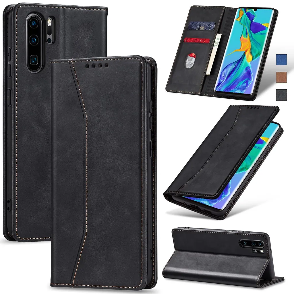 Housse cuir Huawei P30 Pro avec porte-cartes et fonction support vidéo