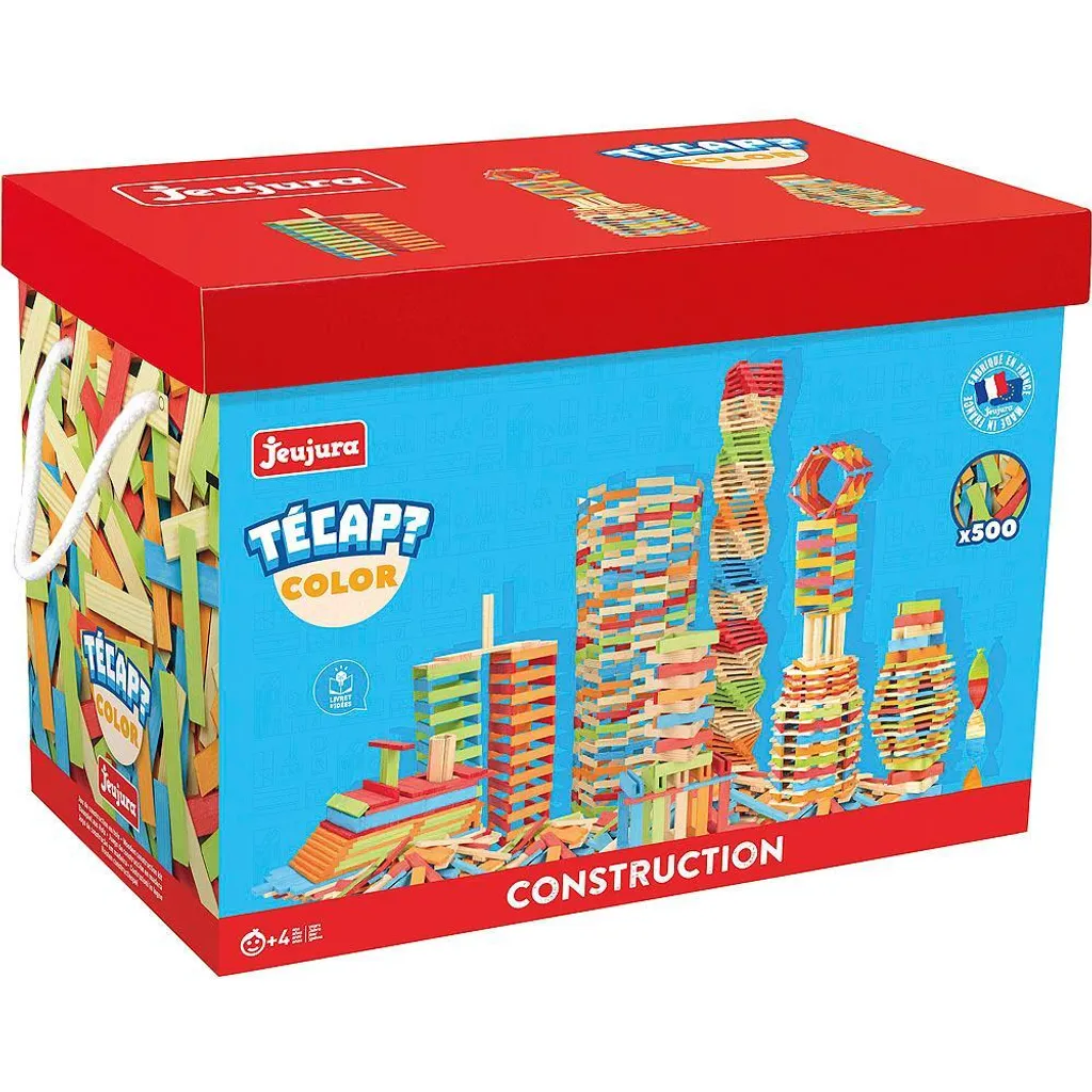 Jeu de construction en bois planchettes Técap Color 500 pièces Jeujura