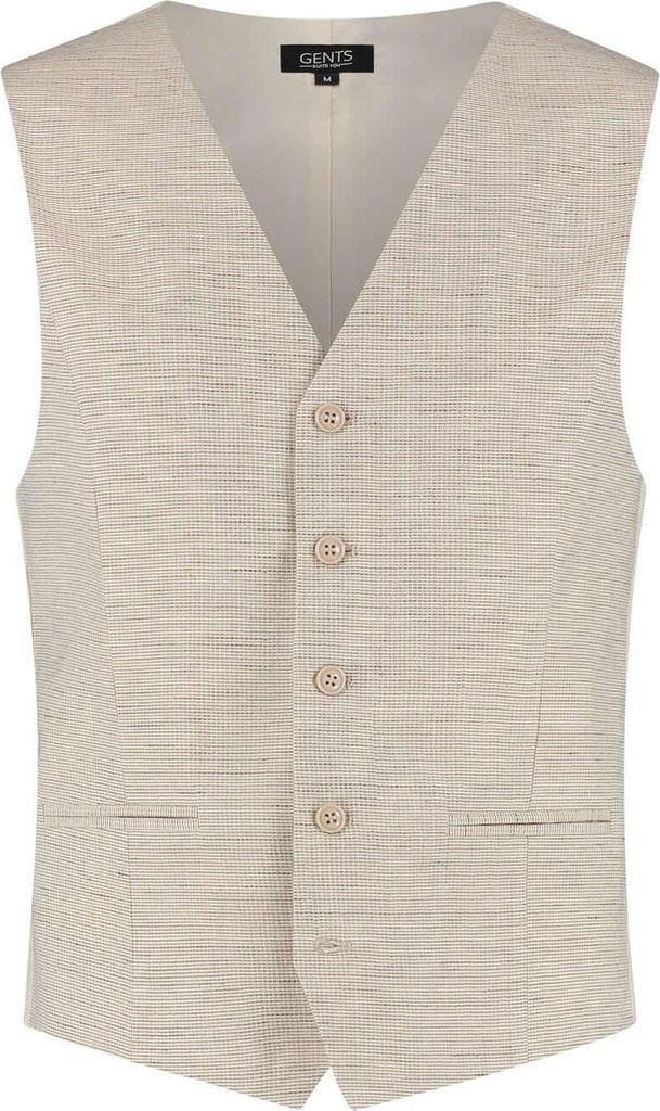 Gents – Herren Weste – Weste - Seide, Baumwolle, Leinen - Sand - Größe S/S