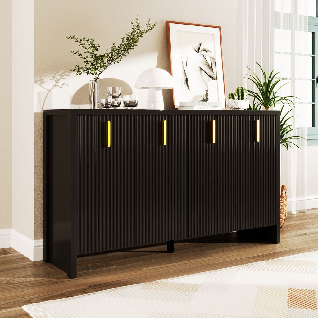 Sweiko Modernes, minimalistisches schwarzes Sideboard: Die perfekte Kombination aus flexibler Aufbewahrung und elegantem Design. Das Sideboard verf...