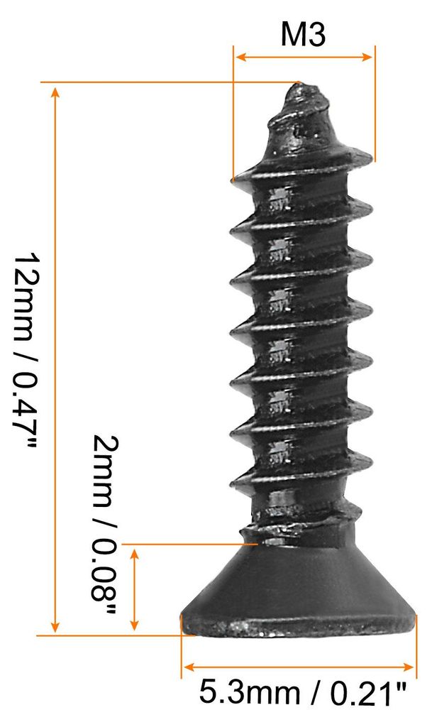 200Stk. M3x12mm Holzschrauben Kreuzschlitz Flachkopf selbstschneidend schwarz