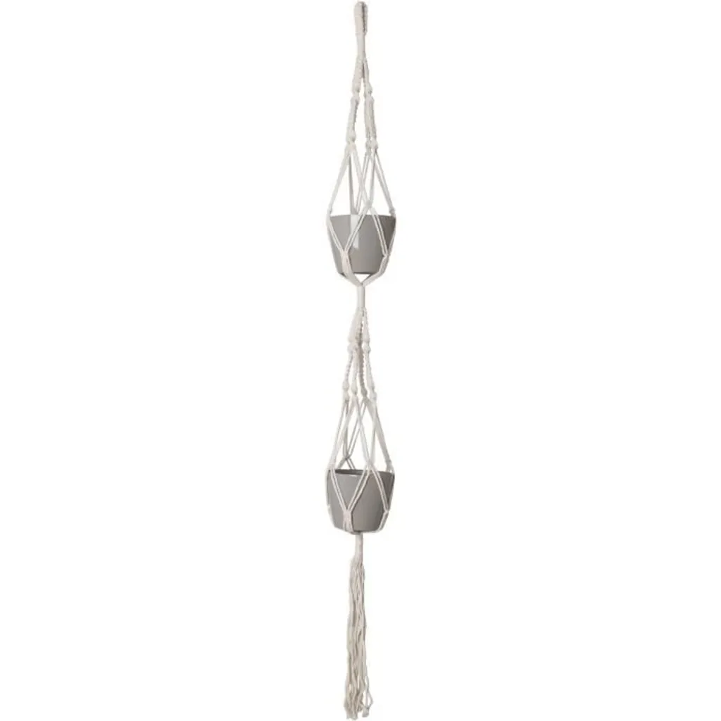 Artevasi Makramee Suspension à fleurs double support blanc 120 cm - 4