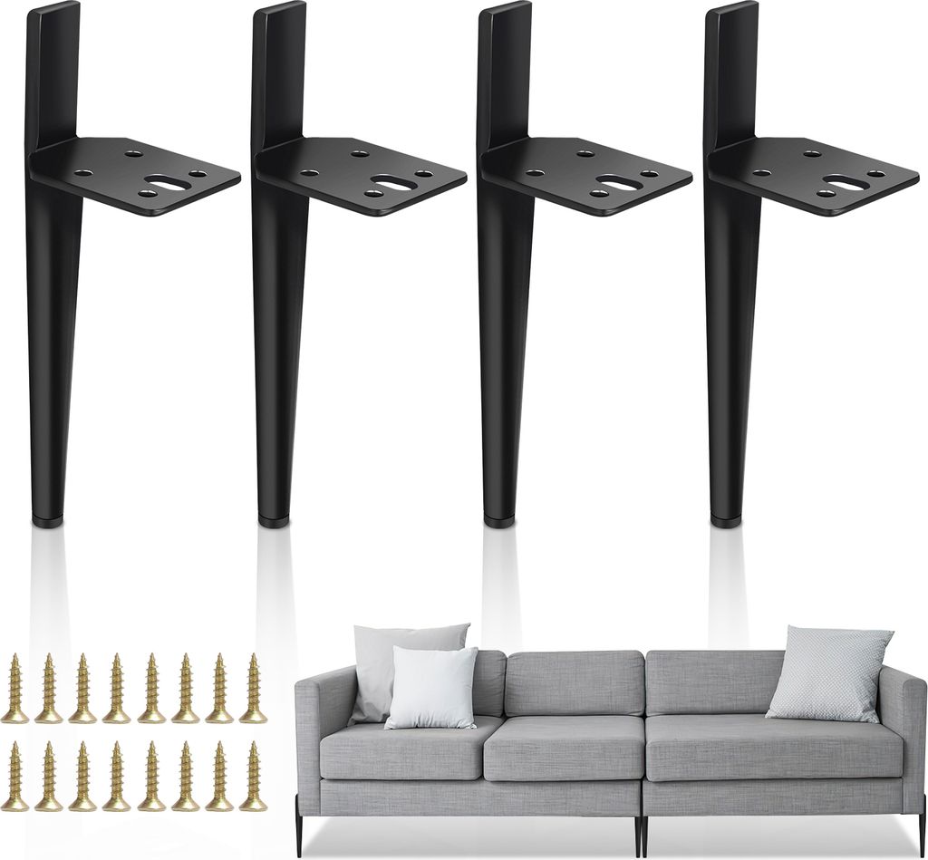 Hengda 4er Set Möbelfüße Tischbeine Sockelfuß Tischfuß Möbel Metall Schwarz,Höhe:130 mm
