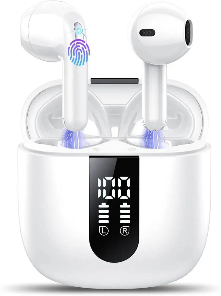 In Ear Kopfhörer Kabellos Bluetooth 5.4 Kopfhörer mit 4 Mic, 2025 Kabellose Kopfhörer 50 Std ENC Noise Cancelling Earbuds Tiefer Bass, IP7 Wasserdicht