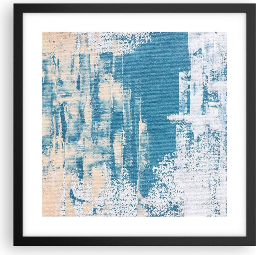 Gerahmtes Poster - Schwarzer Rahmen - Blau Farben Hintergrund - 40x40 cm - Wand Bild - Wanddeko - Wandbilder - Kunstposter - Wandposter - Bilderrah...