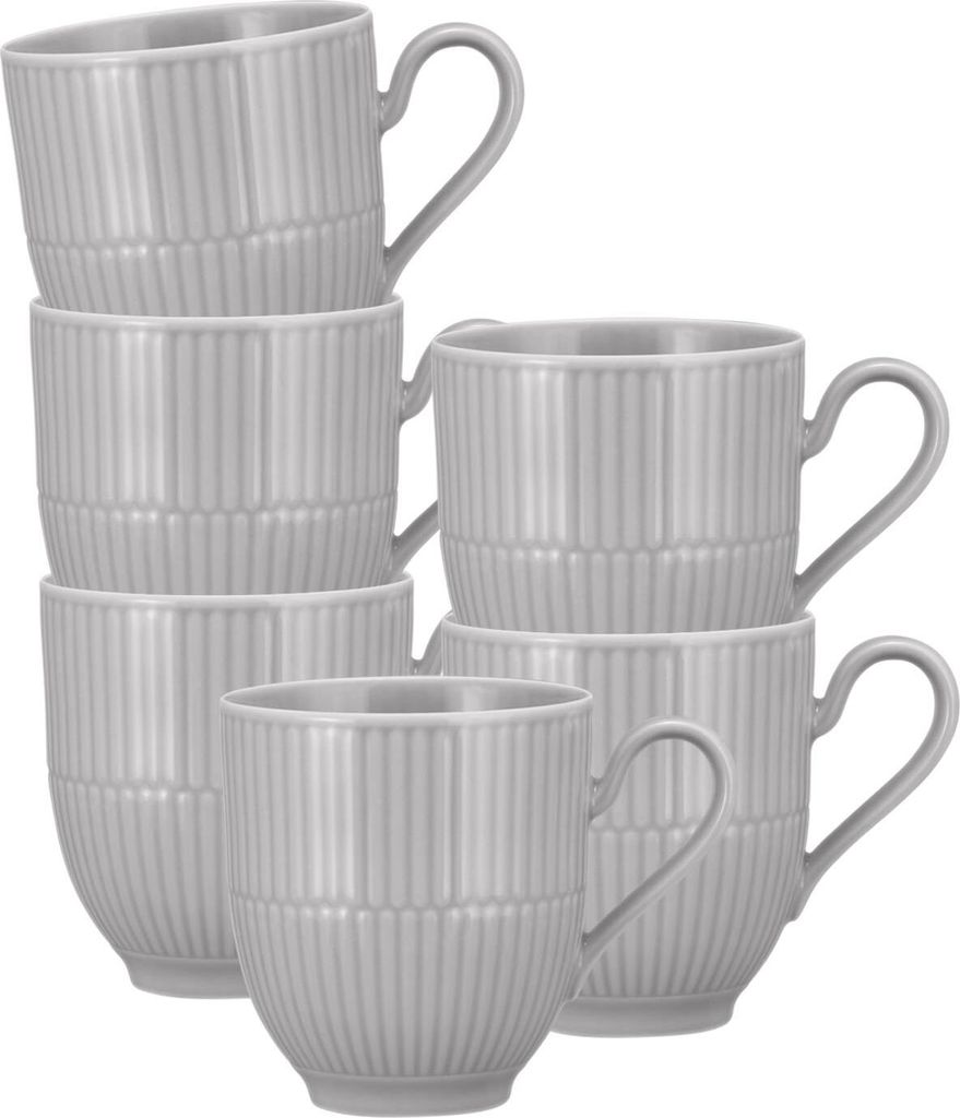Seltmann Weiden Amina silbergrau Becher mit Henkel 0,36 l 6e Set
