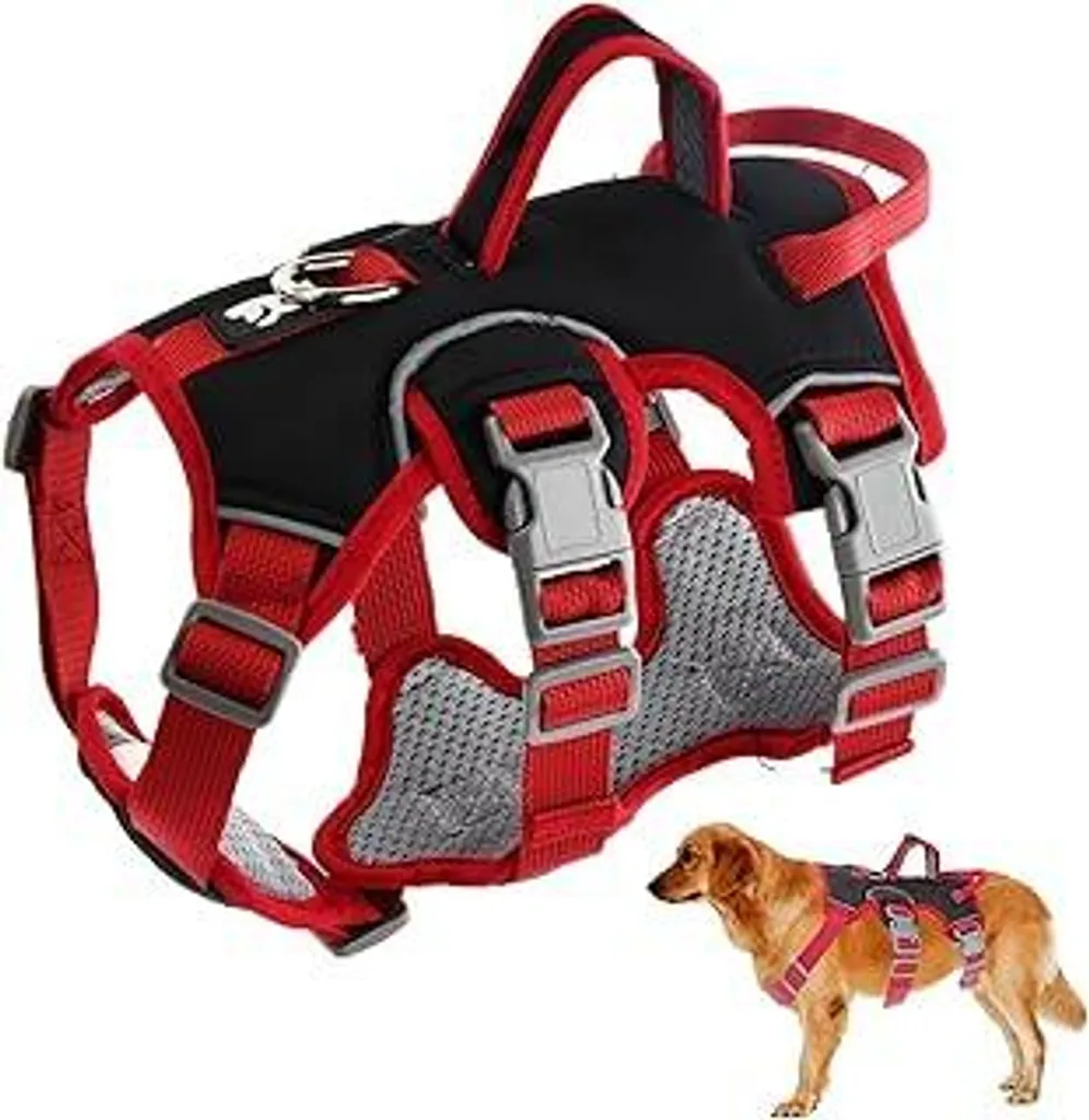 Pettorina multiuso per cani, pettorina anti-strappo a prova di fuga, pettorina anti-strappo per cani, pettorina di sicurezza per cani, pettorina per cani di piccola taglia e taglia media (nera, M)