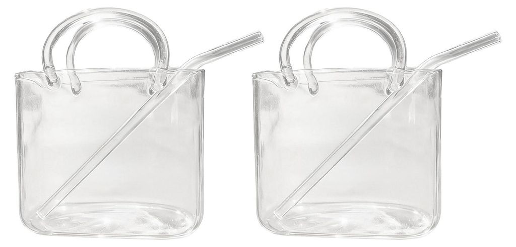 Cocktailglas in Handtaschenform mit Strohhalm, Wein- und Saftgläser, Getränkebehälter in Handtaschenform, originelles Party-Trinkgeschirr für B...