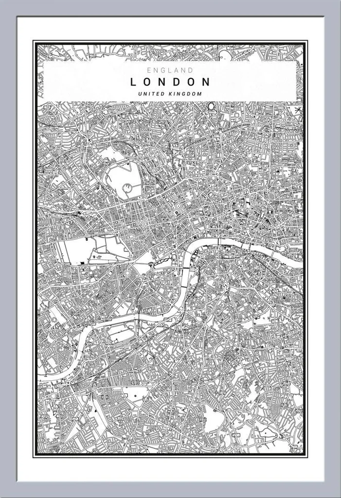 Poster Londra Vettoriale Shinsuke Cornice Argento Maxi per Interni