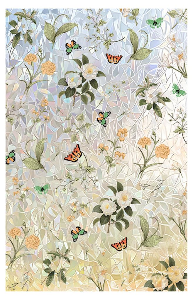 Fensterfolie mit Regenbogenblumenmuster, Sichtschutzfolie, dekorative Sonnenschutzfolie, statisch haftend, für Haustüren und Fenster