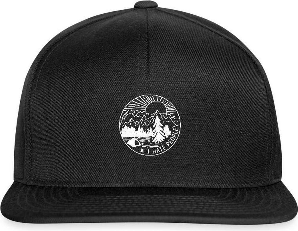Spreadshirt I Hate People - Ich Hasse Menschen - Camping Spruch Snapback Cap, One size, Schwarz/Schwarz