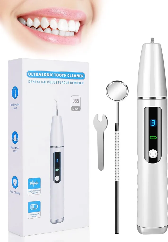 Nettoyeur de Dents à Ultrasons Rechargeable avec 3 Modes de Soins Dentaires