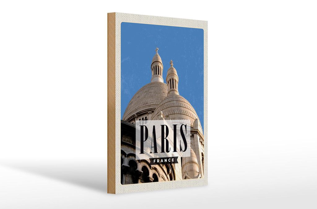 Holzschild Reise 20x30cm Paris France Architektur