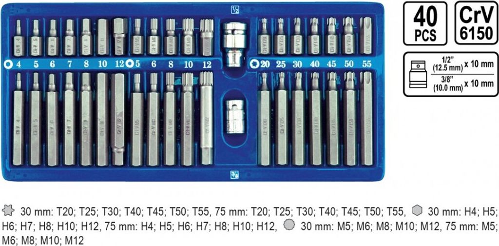 Jeu d'embouts de vissage Torx multi-dents à six pans creux Image du produit 