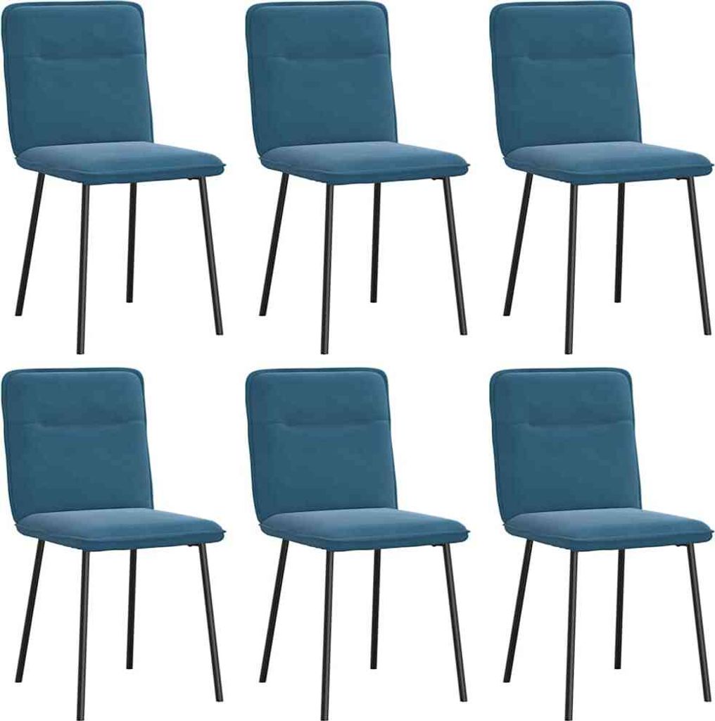 Esszimmerstühle 6 Stk. Blau Samt