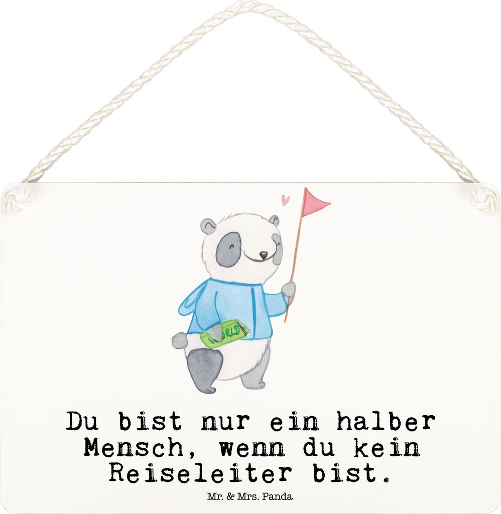 Mr. & Mrs. Panda holzbild Reiseleiter Herz DIN A6 - Weiß - Produktbild 