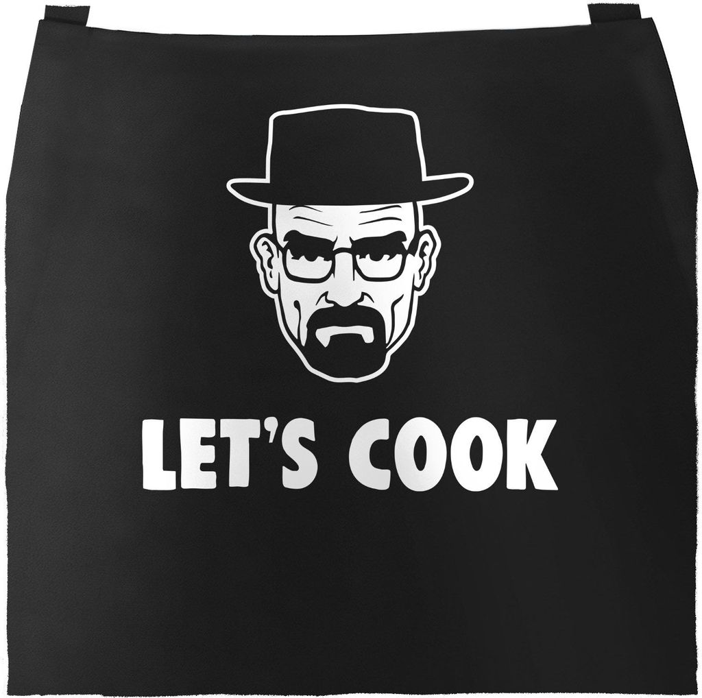 Grill-Schürze für Männer mit Spruch Lets Cook Baumwoll-Schürze Küchenschürze Moonworks schwarz unisize