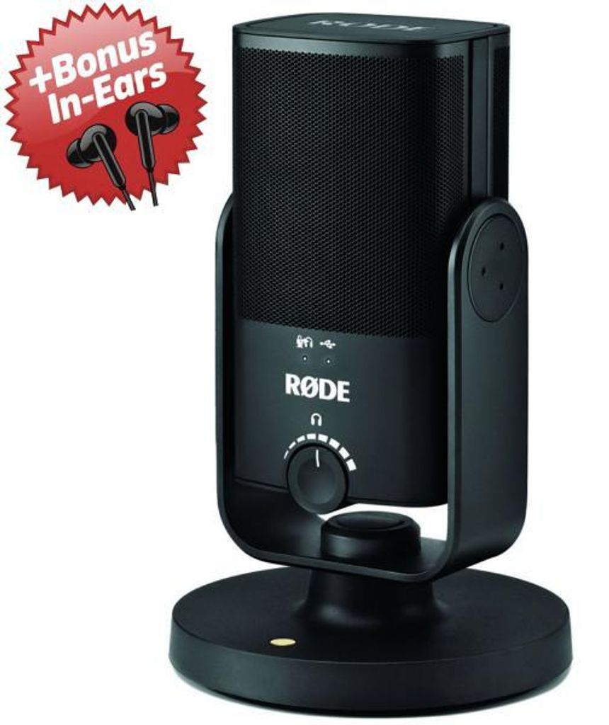 Rode NT-USB MINI USB-Studio-Kondensatormikrofon + Bonus In-Ear Kopfhörer