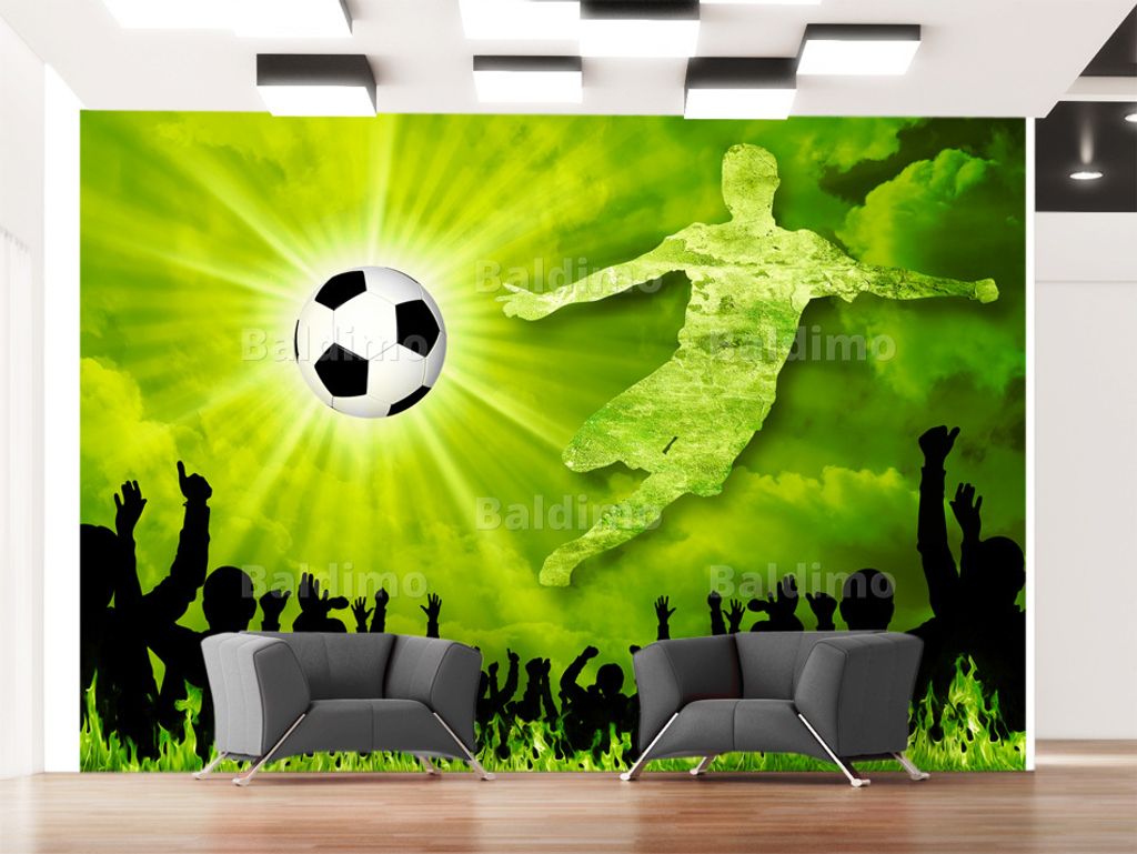 Vlies Fototapete Fussball 400x280 cm Tapeten Wandtapete XXL Fußball grün Kindertapete Kinderzimmer Kinder 10110907-1