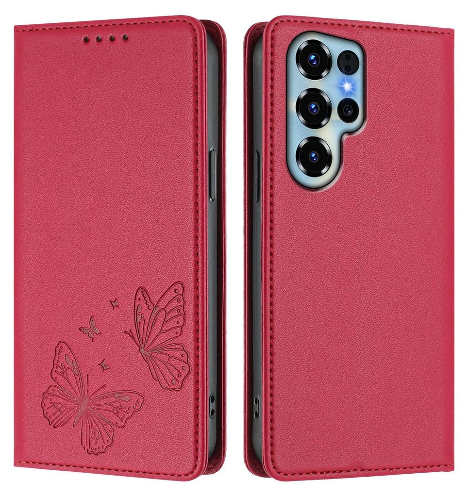Lederhülle für Oukitel C68, Schmetterling Prägung Leder Produktbild 