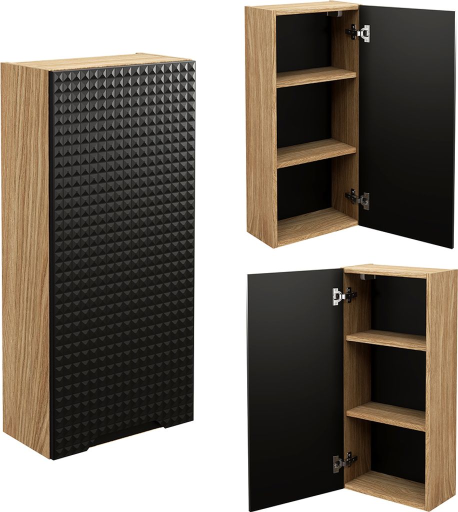 Hängeschrank in Eiche mit schwarz, LONDON-56-BLACK