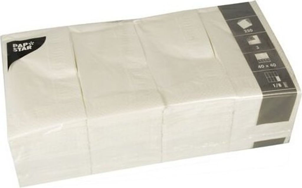 Servietten, 3-lagig 1/8-Falz 40 cm x 40 cm weiss Produktbild 