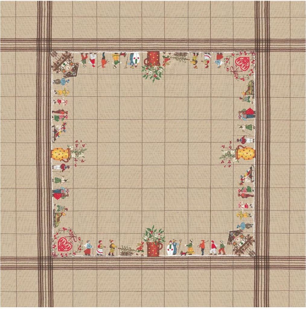 Le Bonheur des Dames kit punto croce contato "Tovaglia sciatori", 140x140cm, fai da te