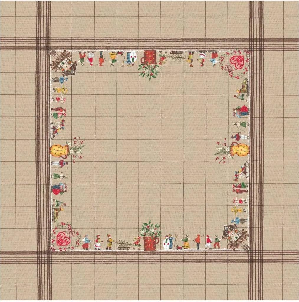 Kit nappe à broder point de croix compté skieur 140cm Le Bonheur des Dames