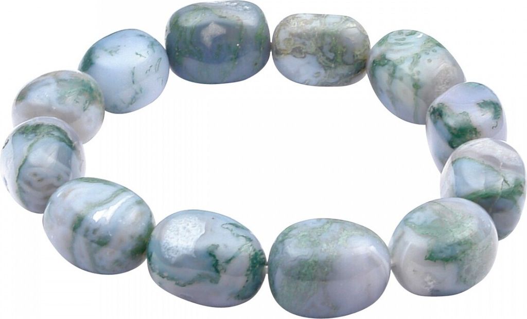 Armband Armschmuck aus echtem Baum-Achat, grau-grün, dehnbar, endlos Armschmuck