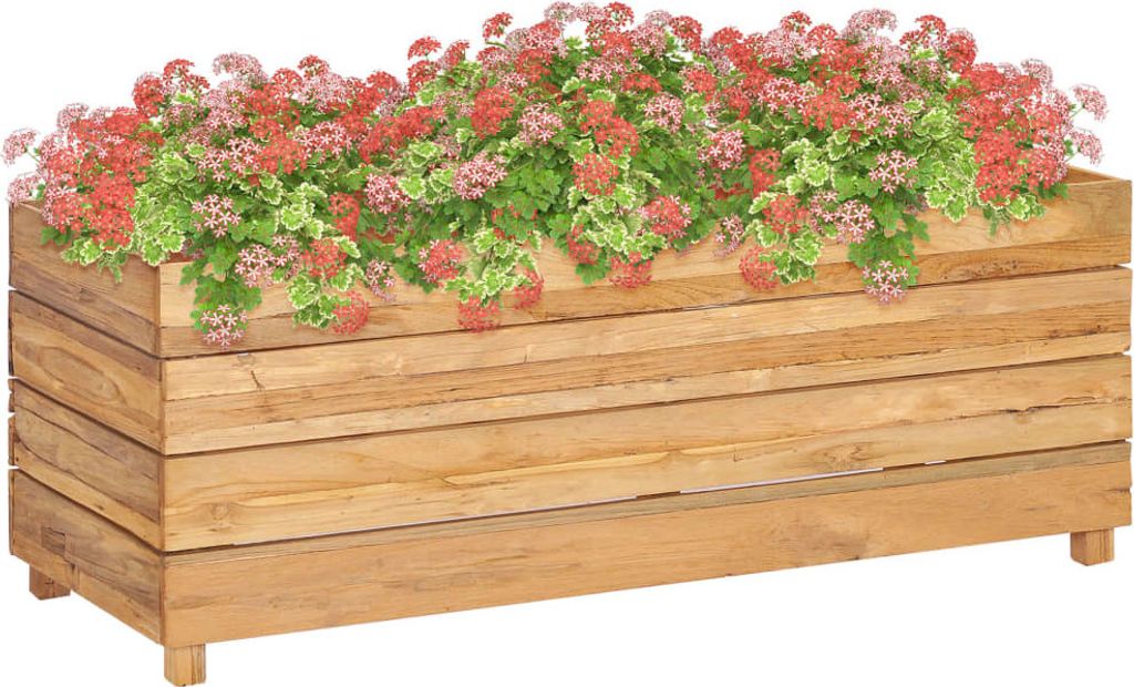 Hochbeet 100x40x38 cm Teak Altholz und Stahl