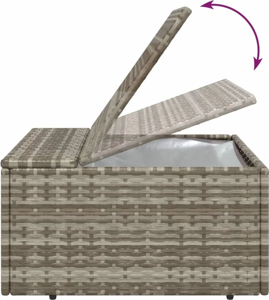 Tabouret extérieur en polyrotin résistant gris avec coussin de siège - 7