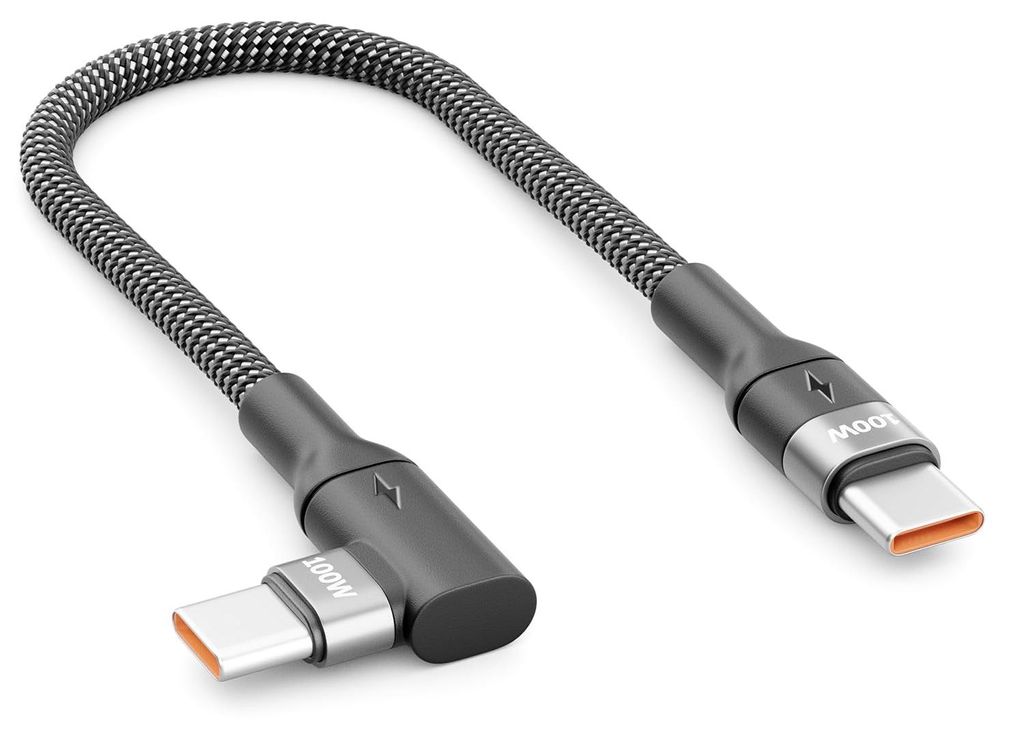 deleyCON 0,15m USB-C Kabel 100W 90° gewinkelt USB-C auf Produktbild 