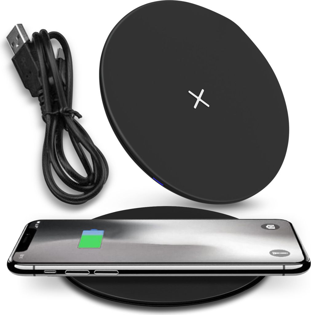 Qi Induktives Ladegerät 15W für Apple iPhone Ladestation Kabellos Schwarz