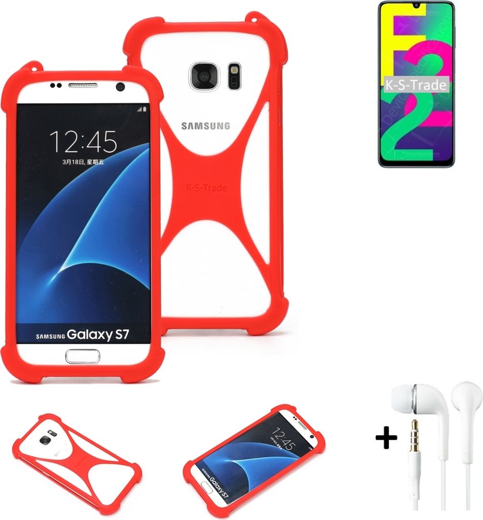 Handy-hülle + Kopfhörer kompatibel mit Samsung Galaxy F22 Schutz-hülle Bumper Silikon Schutz Hülle Cover Case Silikoncase Silikonbumper TPU