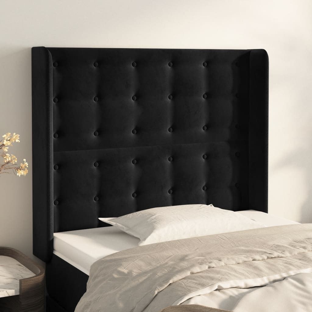 Maison Exclusive - Kopfteil mit Ohren Schwarz 93x16x118/128 cm Samt