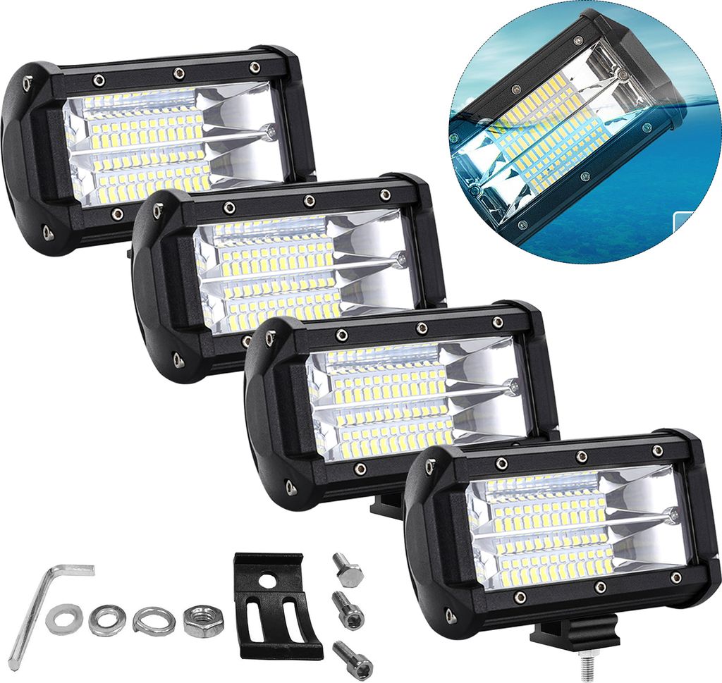 NAIZY 4x LED Arbeitsscheinwerfer 72W LED Zusatzscheinwerfer Offroad Scheinwerfer 10-30V 6000K Arbeitslicht Wasserdicht IP67