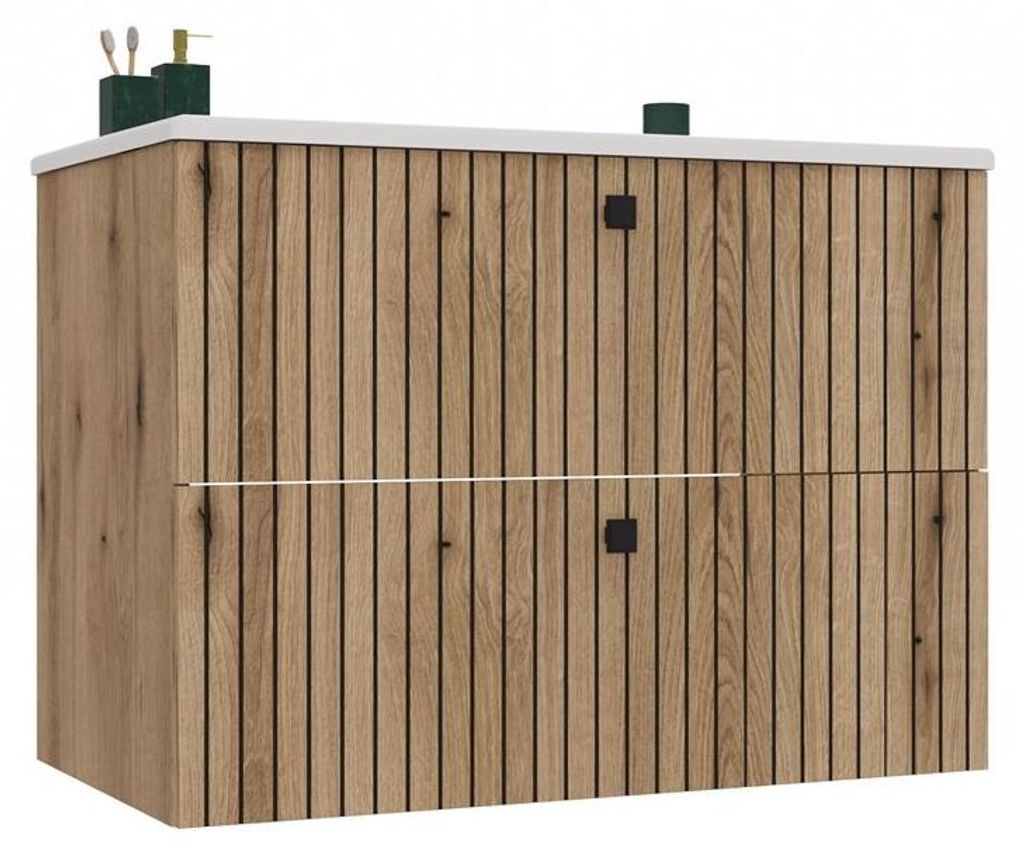 Mobile Sottolavabo Tigo 80 2S Rovere Evoke Fronte Scanalato Immagine del prodotto 