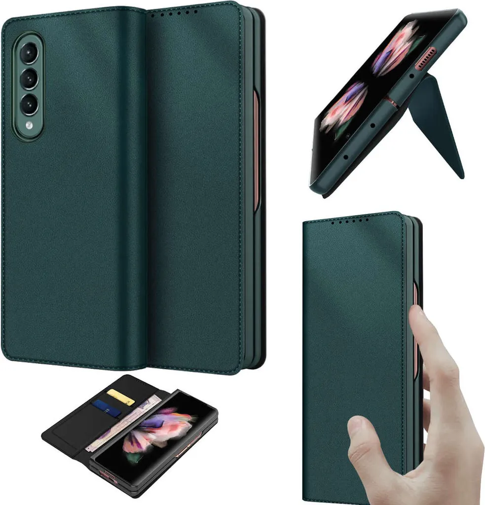 Coque cuir Samsung Galaxy Z Fold3 5G : finies les rayures sur le vert