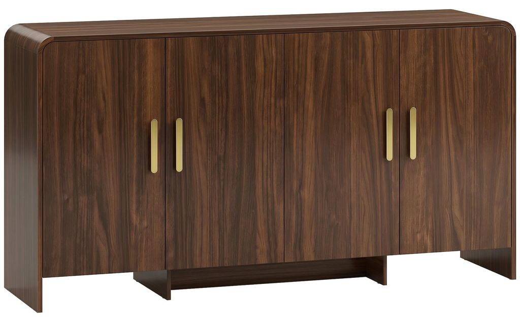 152 cm Sideboard Buffet-Schrank mit Soft-Close-Türen, TV-Schrank für Fernseher bis 72 Zoll, Walnussbraun