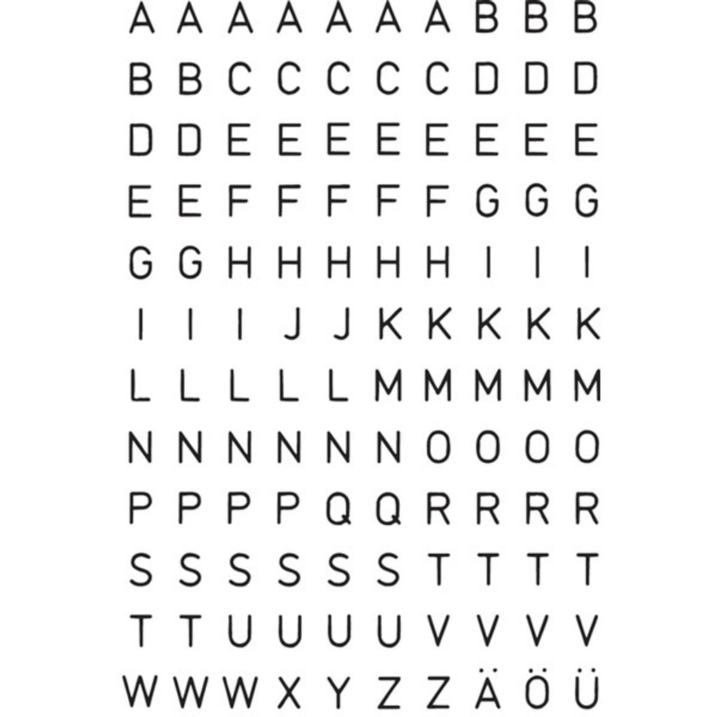 Buchstaben 5mm A-Z selbstklebend wetterfest Folie schwarz VE=10x2 Blatt